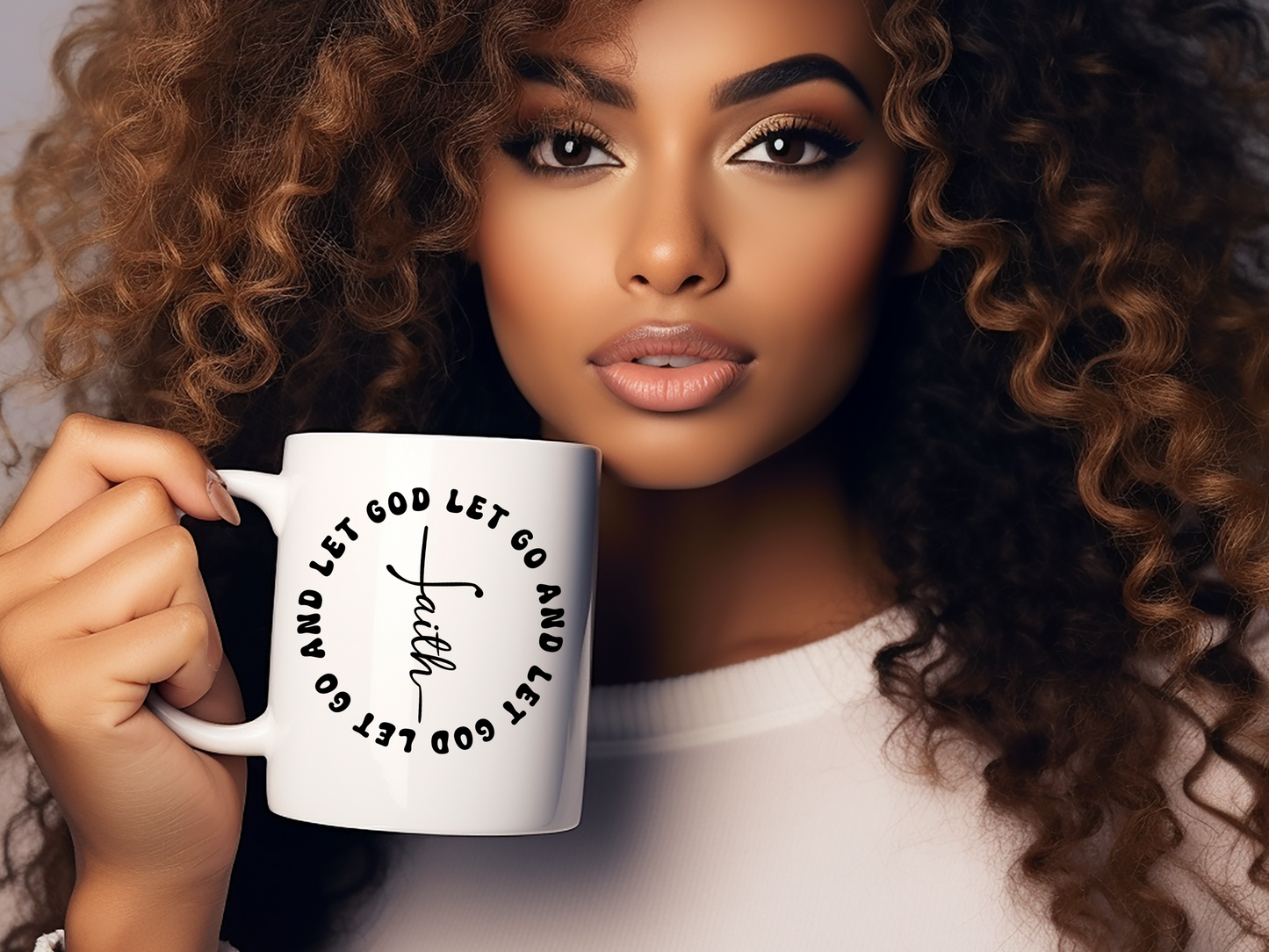 Let Go Let God Mug - 11oz White Ceramic Inspirational Coffee Cup