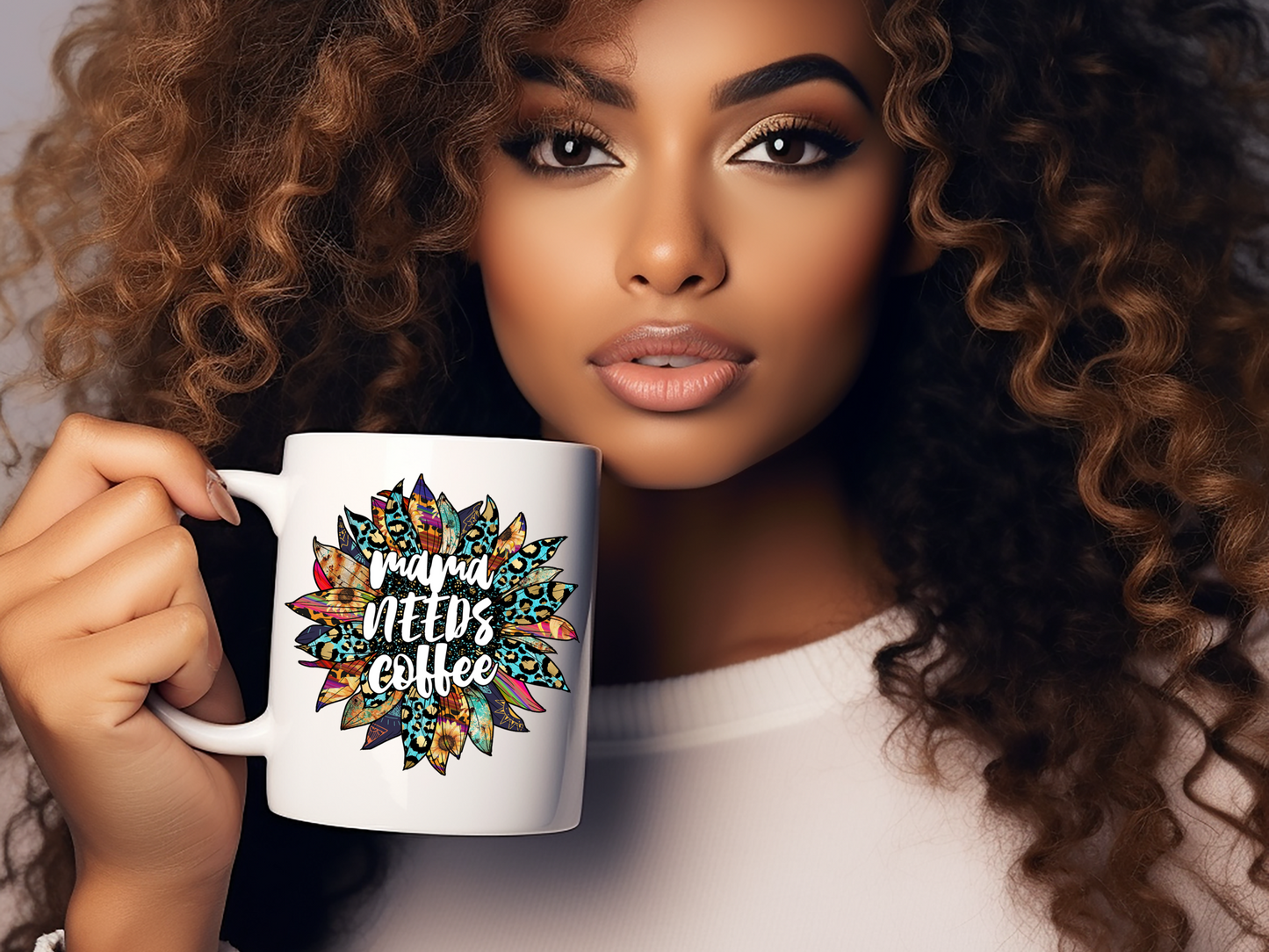 Mama Needs Coffee Mug - Floral 11oz Inspirational Ceramic Cup