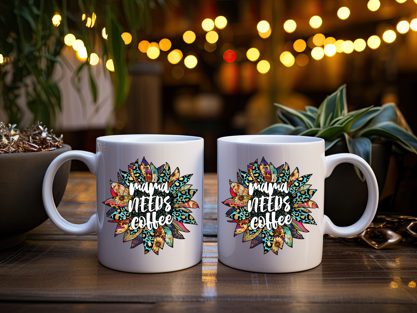 Mama Needs Coffee Mug - Floral 11oz Inspirational Ceramic Cup