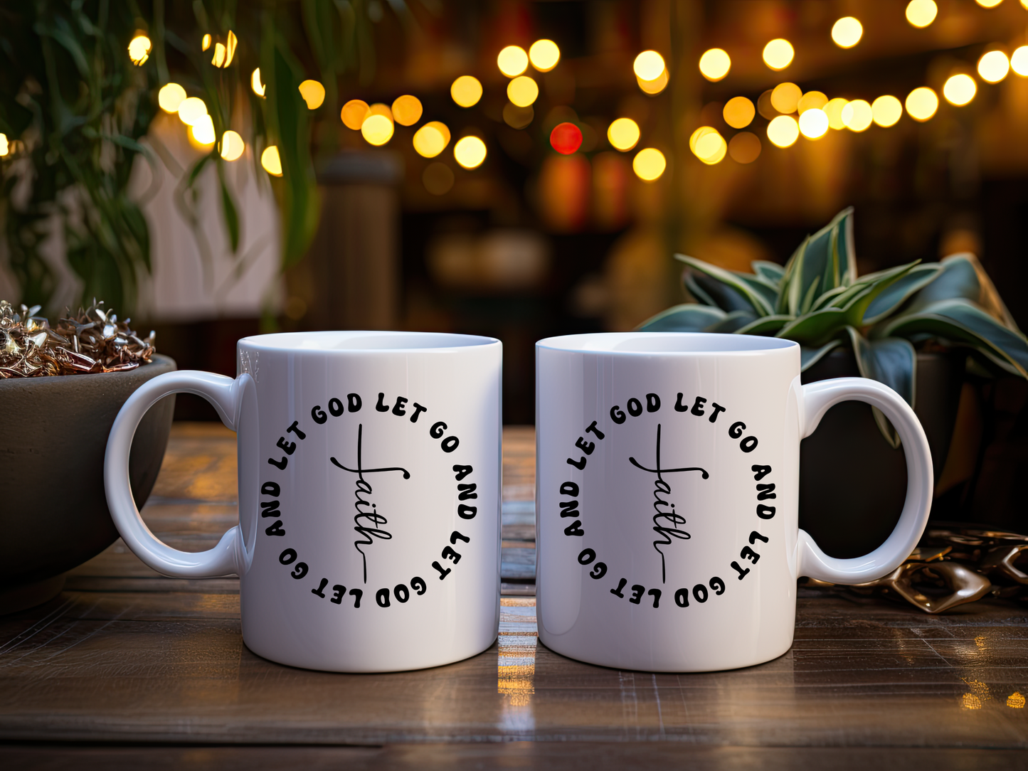 Let Go Let God Mug - 11oz White Ceramic Inspirational Coffee Cup