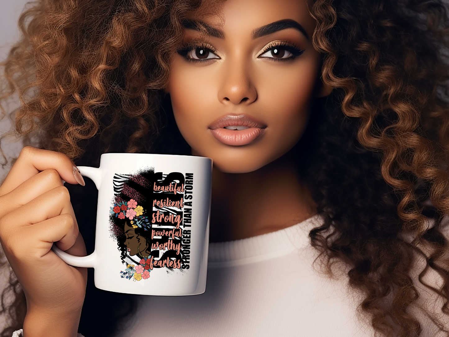 SHE IS Stronger Than The Storm Mug - 11oz Inspirational Ceramic Coffee Cup