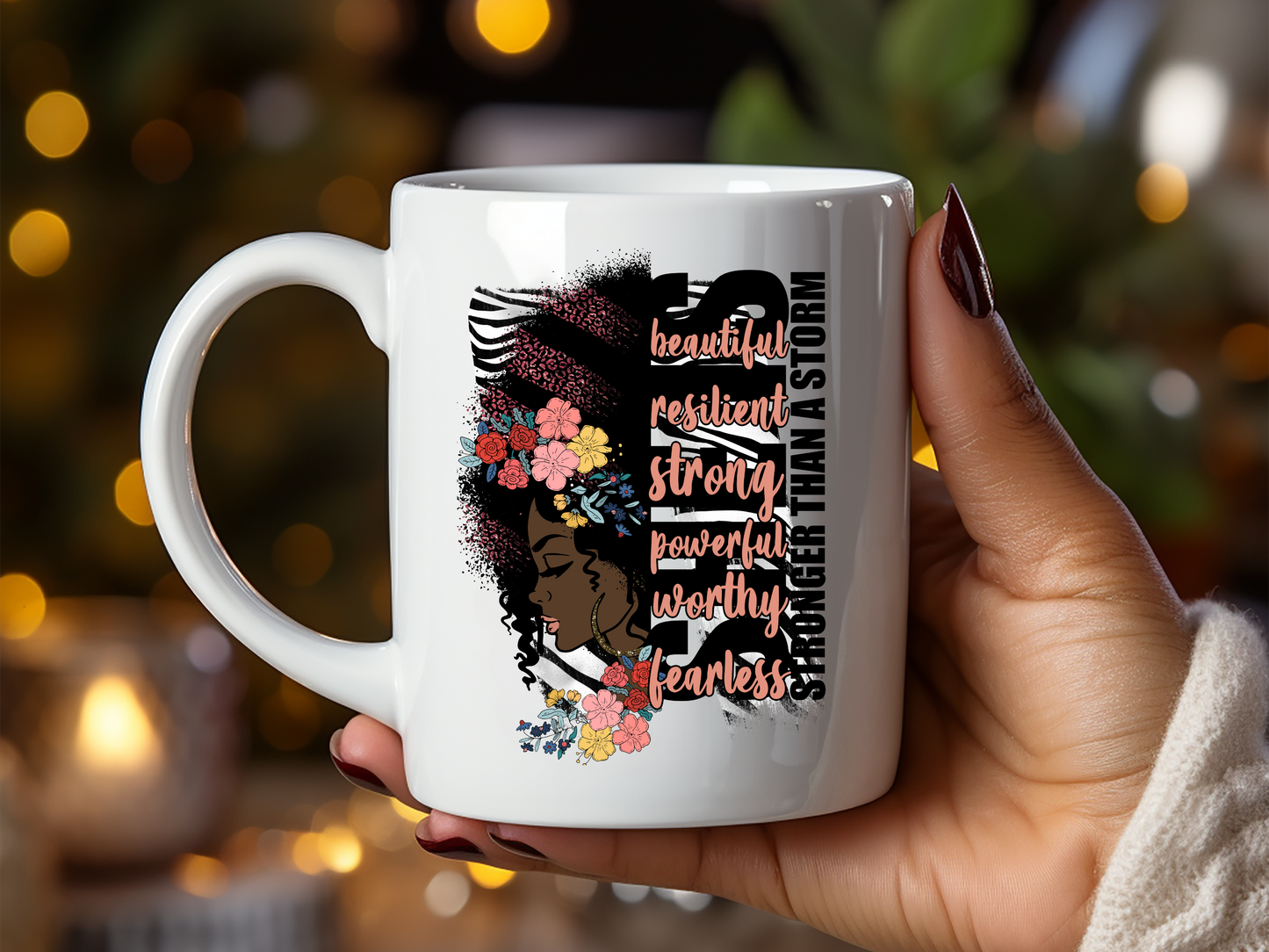 SHE IS Stronger Than The Storm Mug - 11oz Inspirational Ceramic Coffee Cup