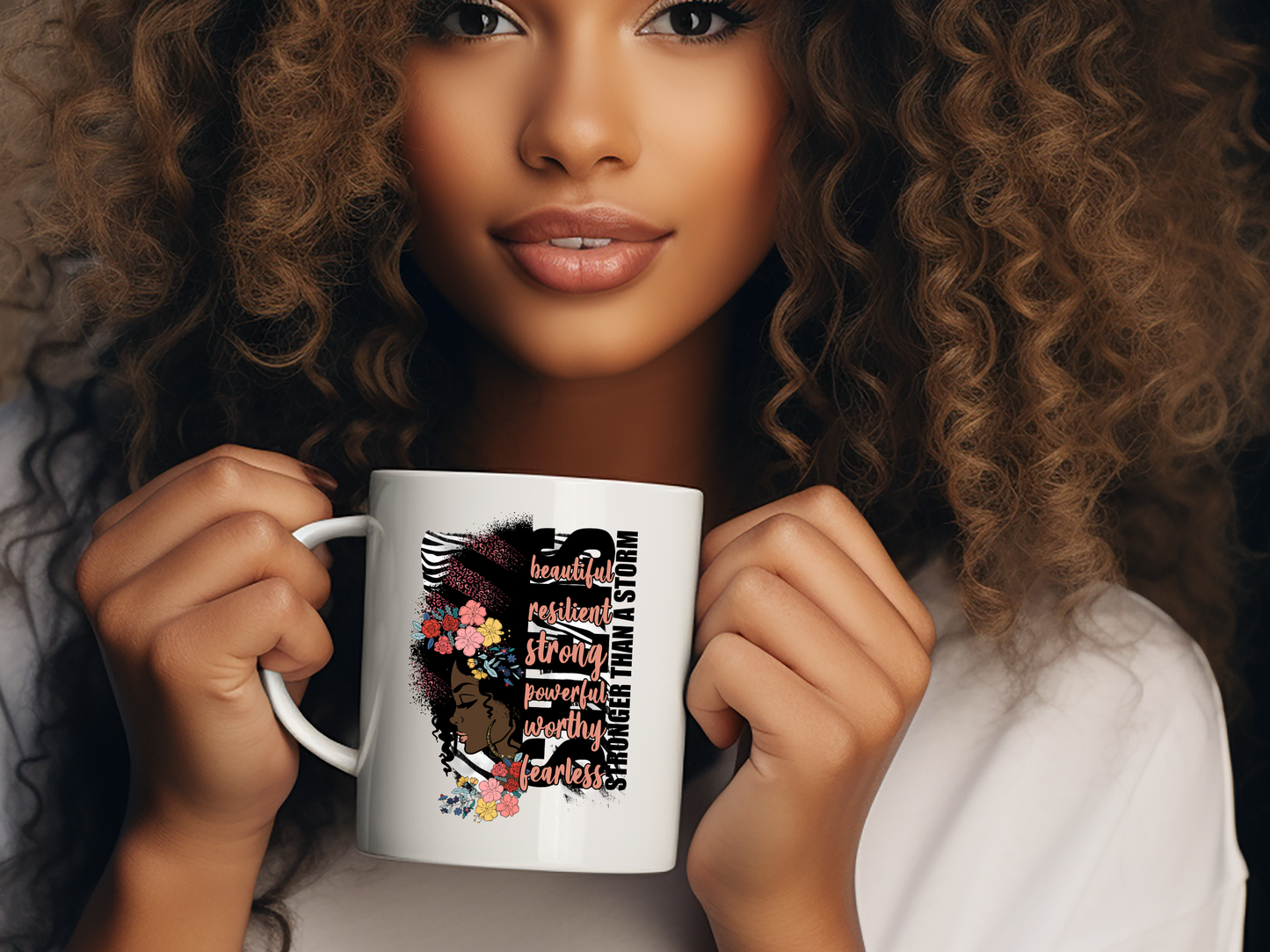 SHE IS Stronger Than The Storm Mug - 11oz Inspirational Ceramic Coffee Cup