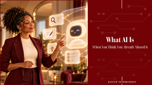 A woman in a burgundy suit touching a glowing AI interface, learning what AI is.