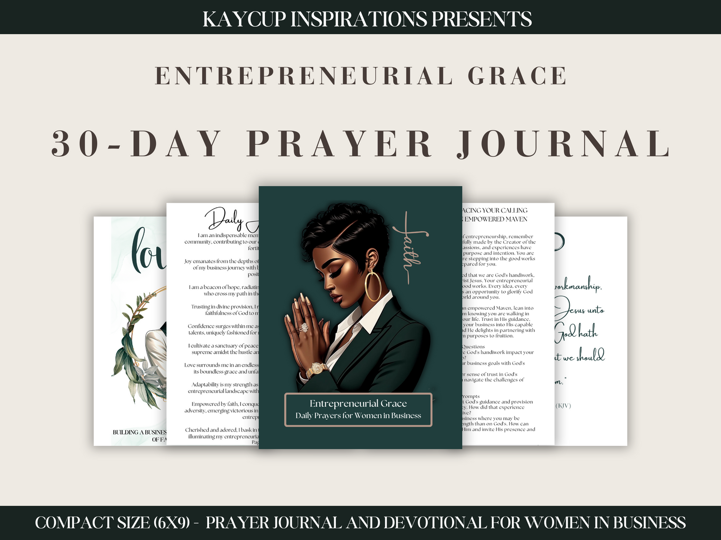 Entrepreneurial Grace: Daily Prayers For Women In Business - 30-Day Prayer Journal - Emerald Peace