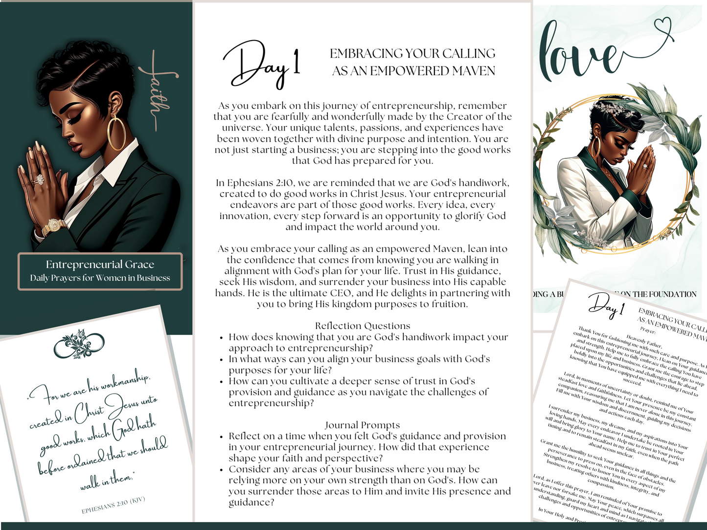 Entrepreneurial Grace: Daily Prayers For Women In Business - 30-Day Prayer Journal - Emerald Peace