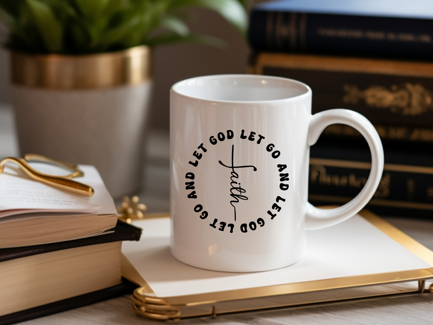 Let Go Let God Mug – 15oz Inspirational Ceramic Coffee Cup