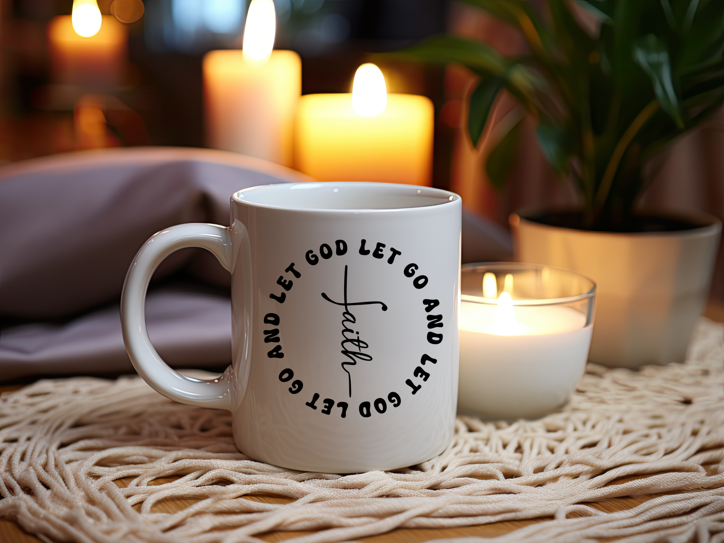Let Go Let God Mug – 15oz Inspirational Ceramic Coffee Cup